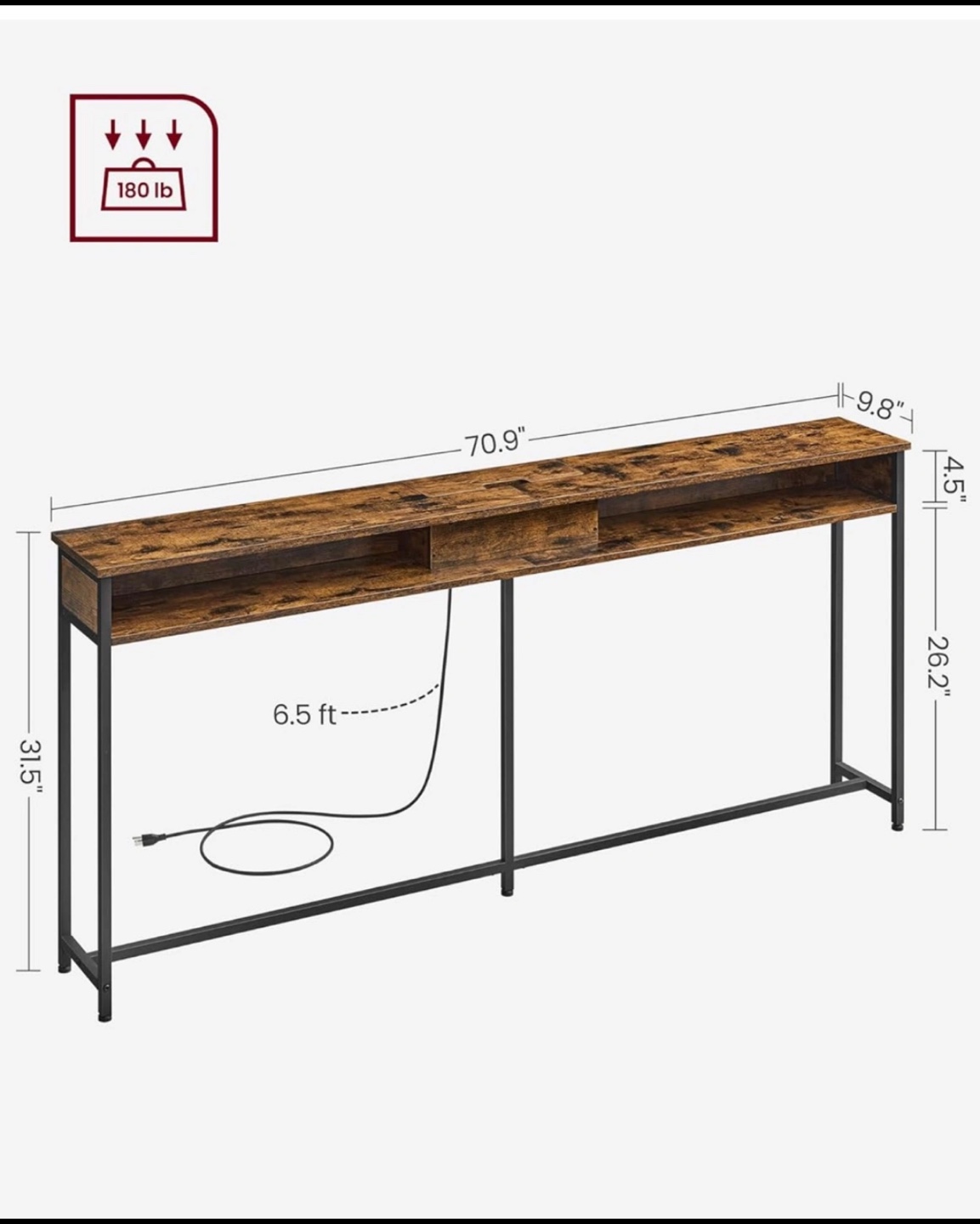 Desk - rustic brown - 70 inch - photo 2