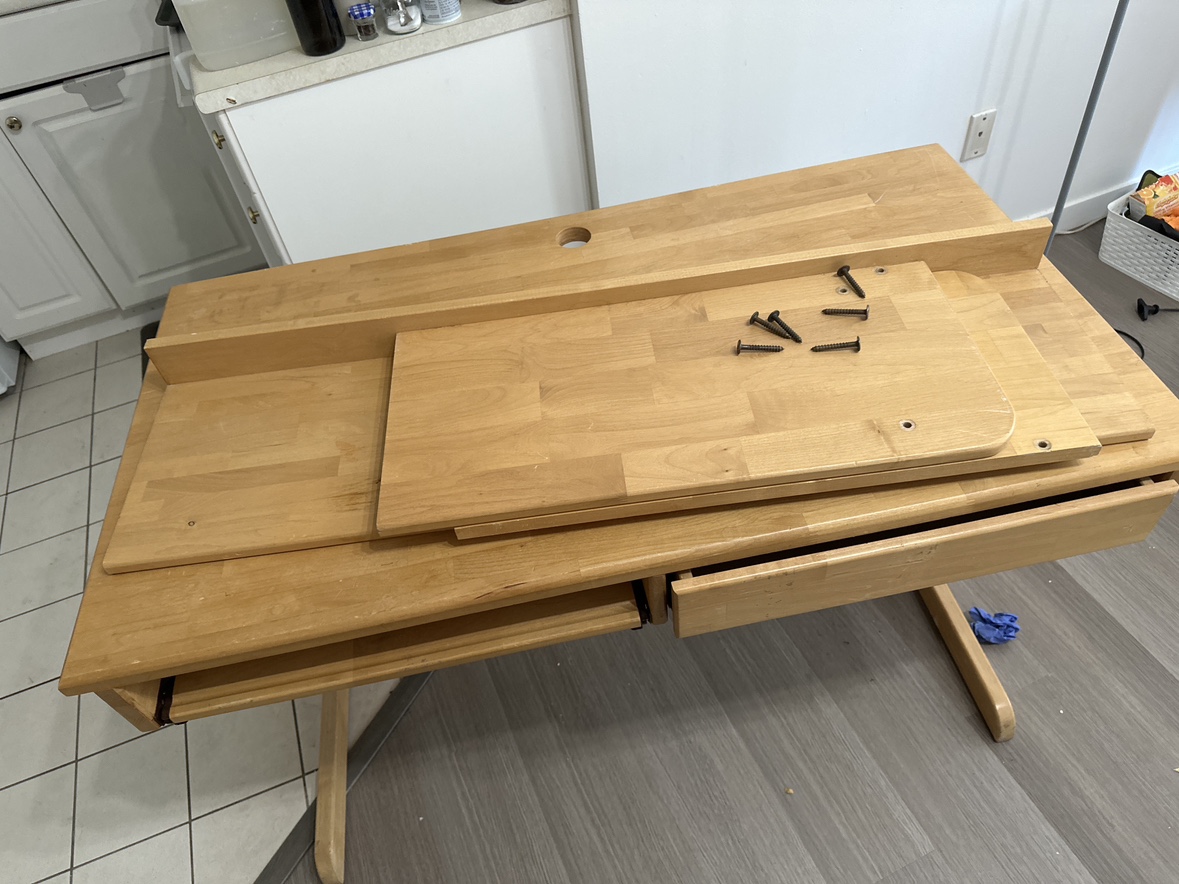 Wooden Desk with Ledge and Drawer - photo 4