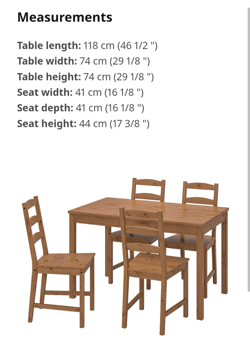IKEA jokkmokk wooden dining table and 4 chairs