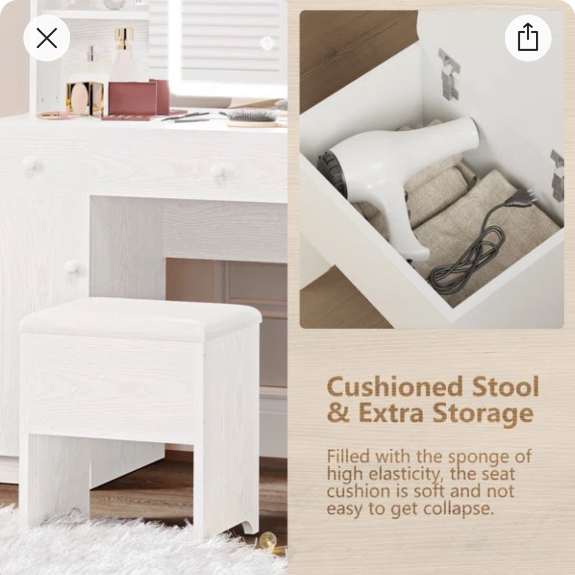 Vanity with stool - photo 4