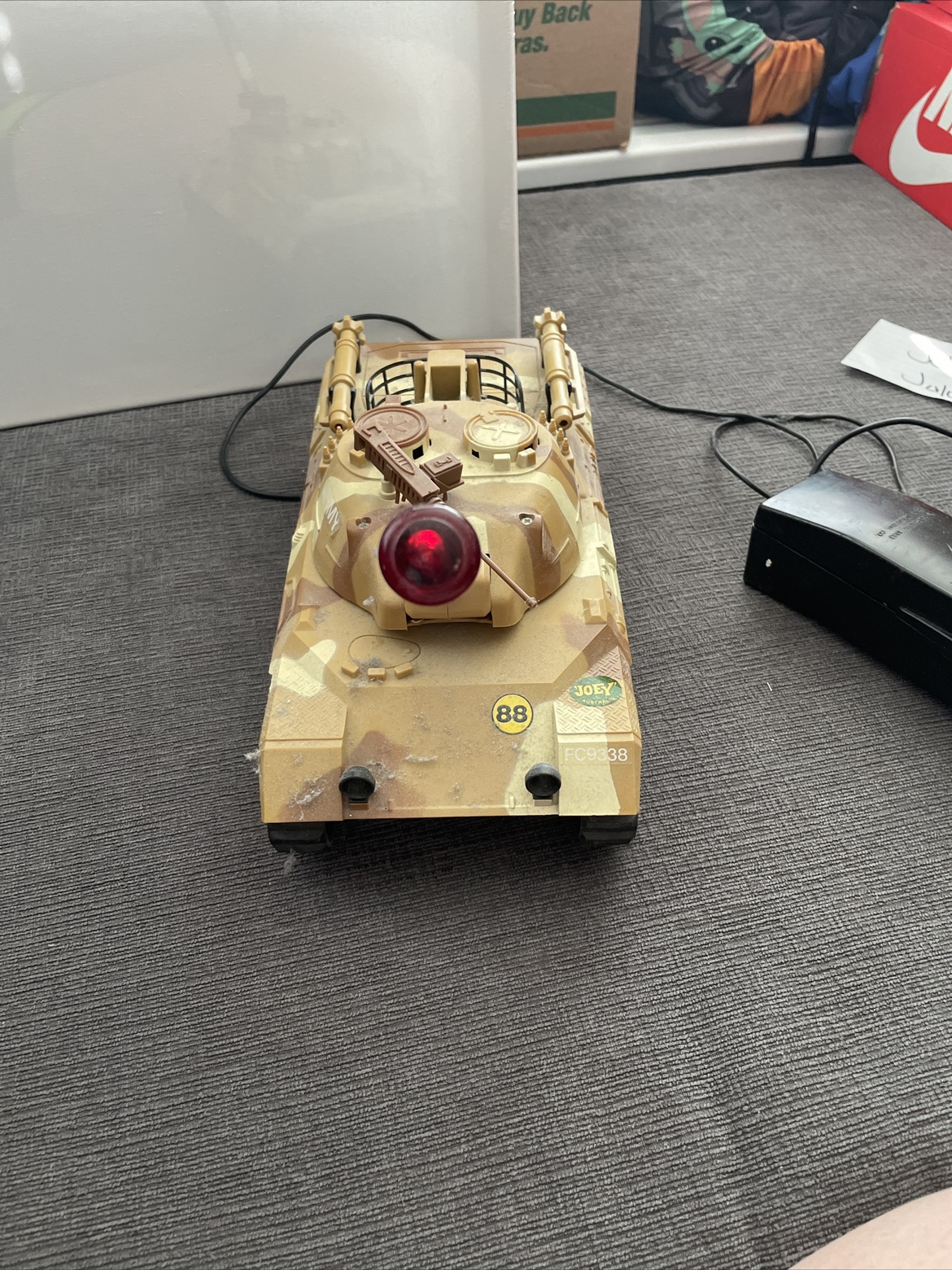 Vintage 1984 remote army tank.