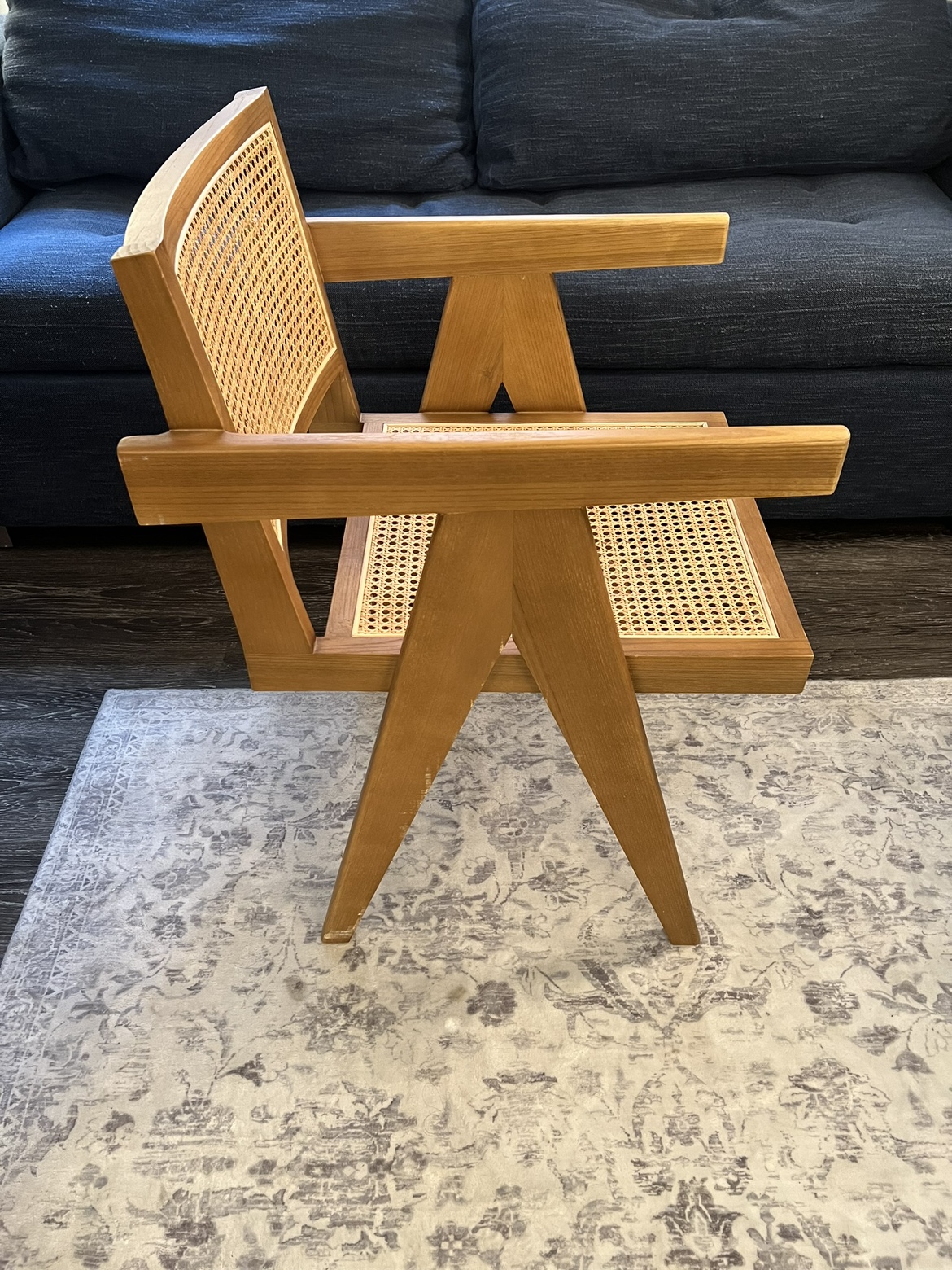 DecMode Teak Wood Woven Lounge Chair with Armrests, Brown - photo 5