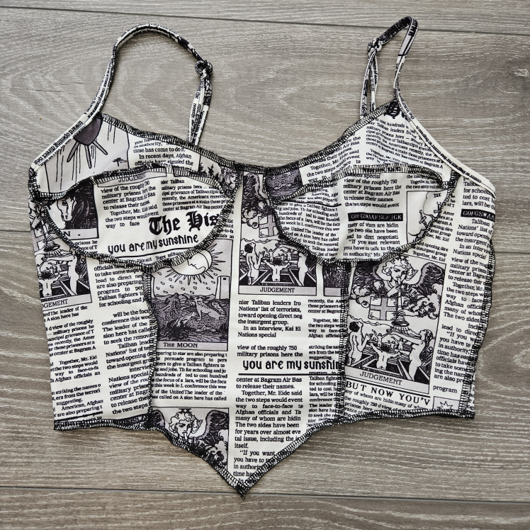 Newspaper Print Crop Top thumbnail