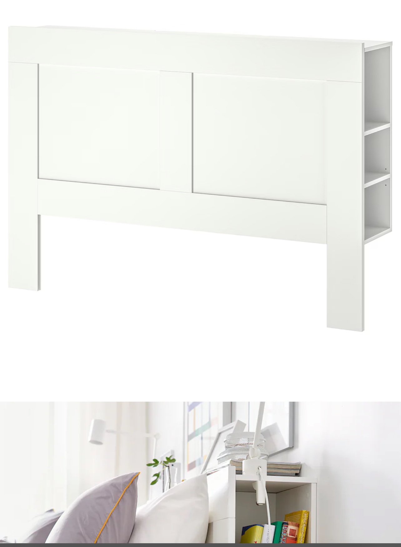 IKEA queen size headboard with storage compartment