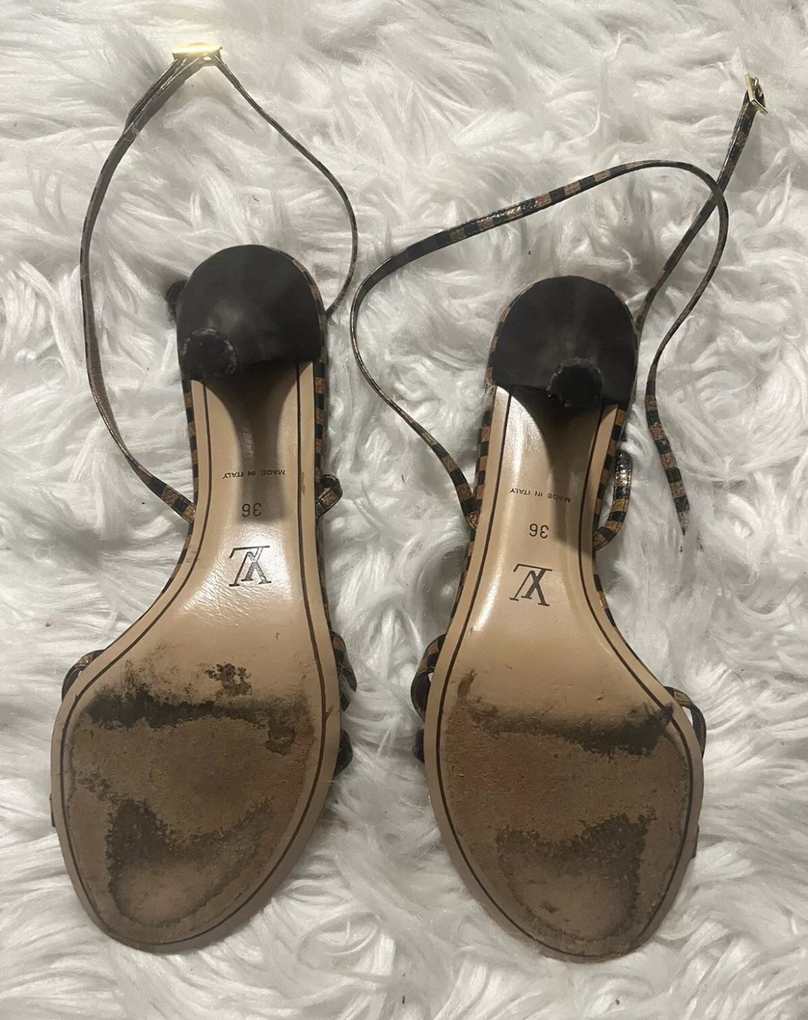 Louis Vuitton Sandals Heels Ankle Strappy Vintage Size 36 5.5 6 image indicator(5)