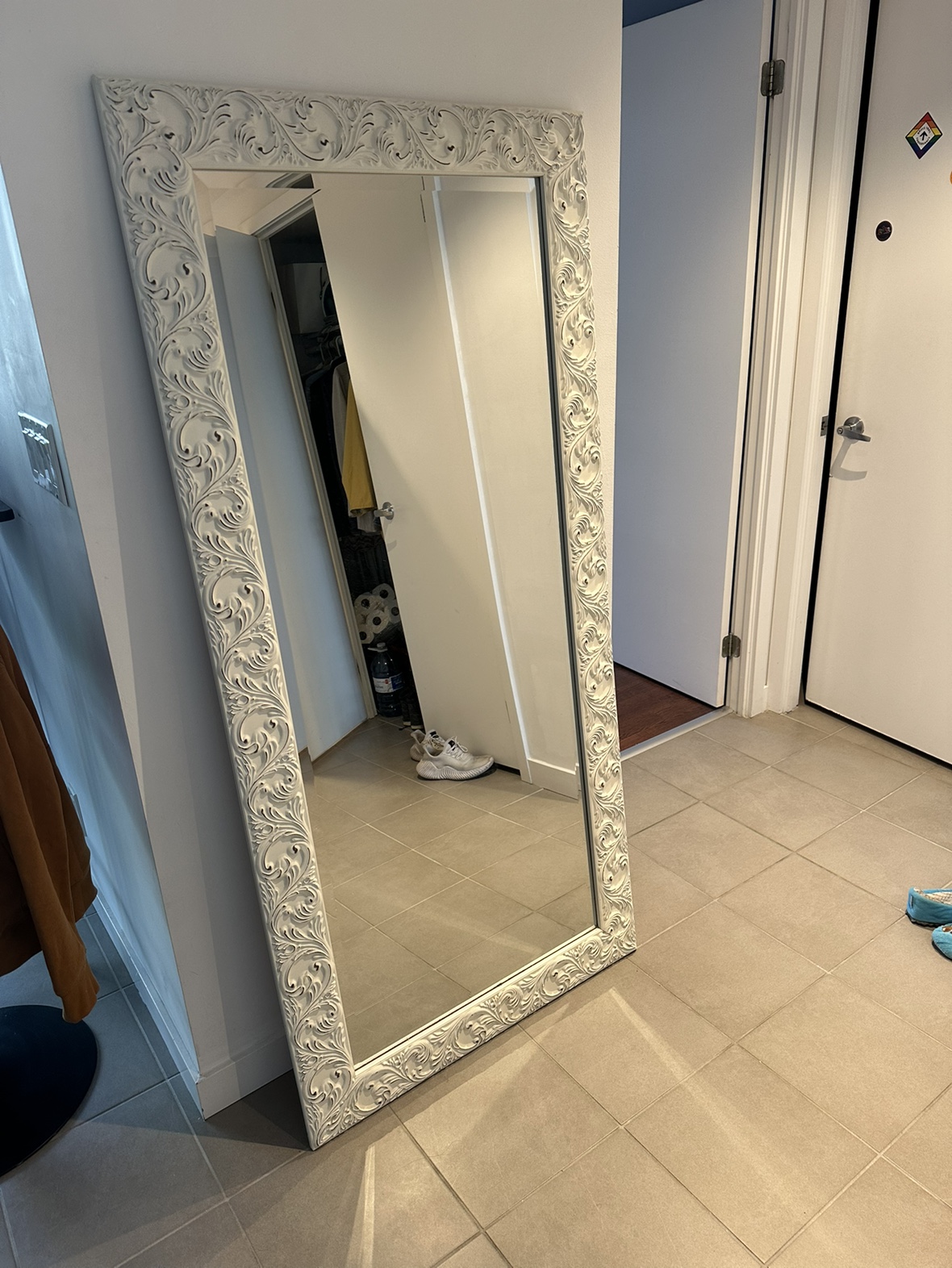 Antique Full Body Mirror - White