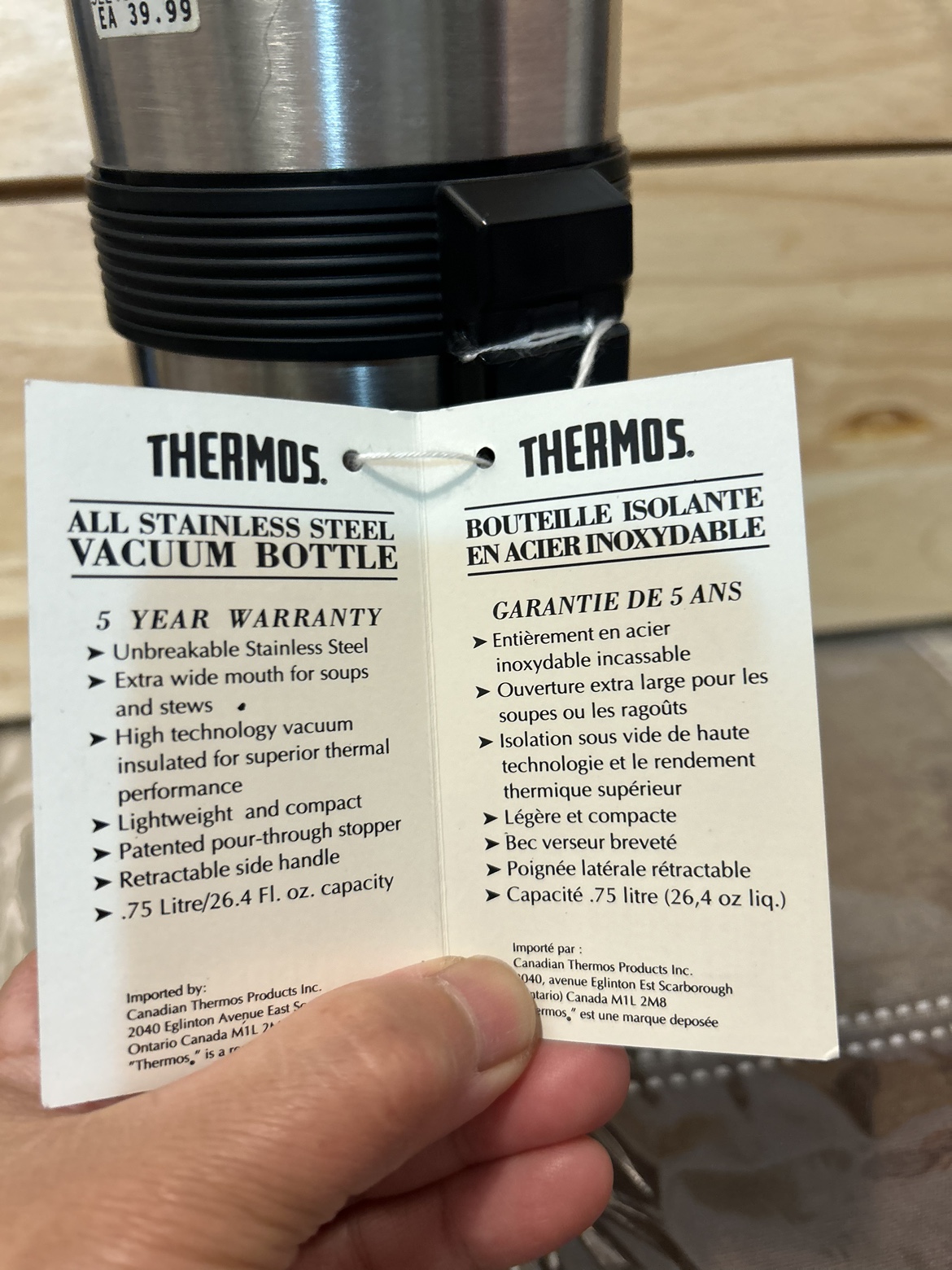 Thermos brand new .75 litre /26.4 FL.oz capacity image indicator(3)