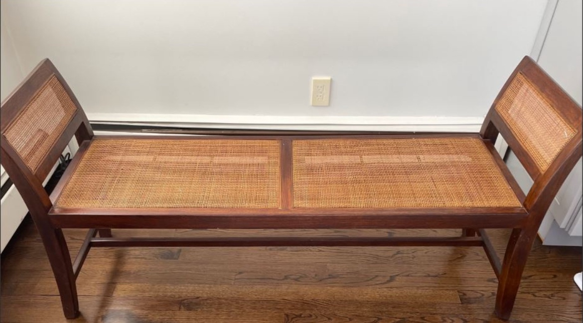 Crate & Barrel Wood and Wicker Bench - photo 2