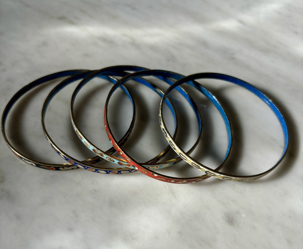 Cloisonne Enamel Droplets Gold Plated Bracelets, 5 pcs image indicator(3)