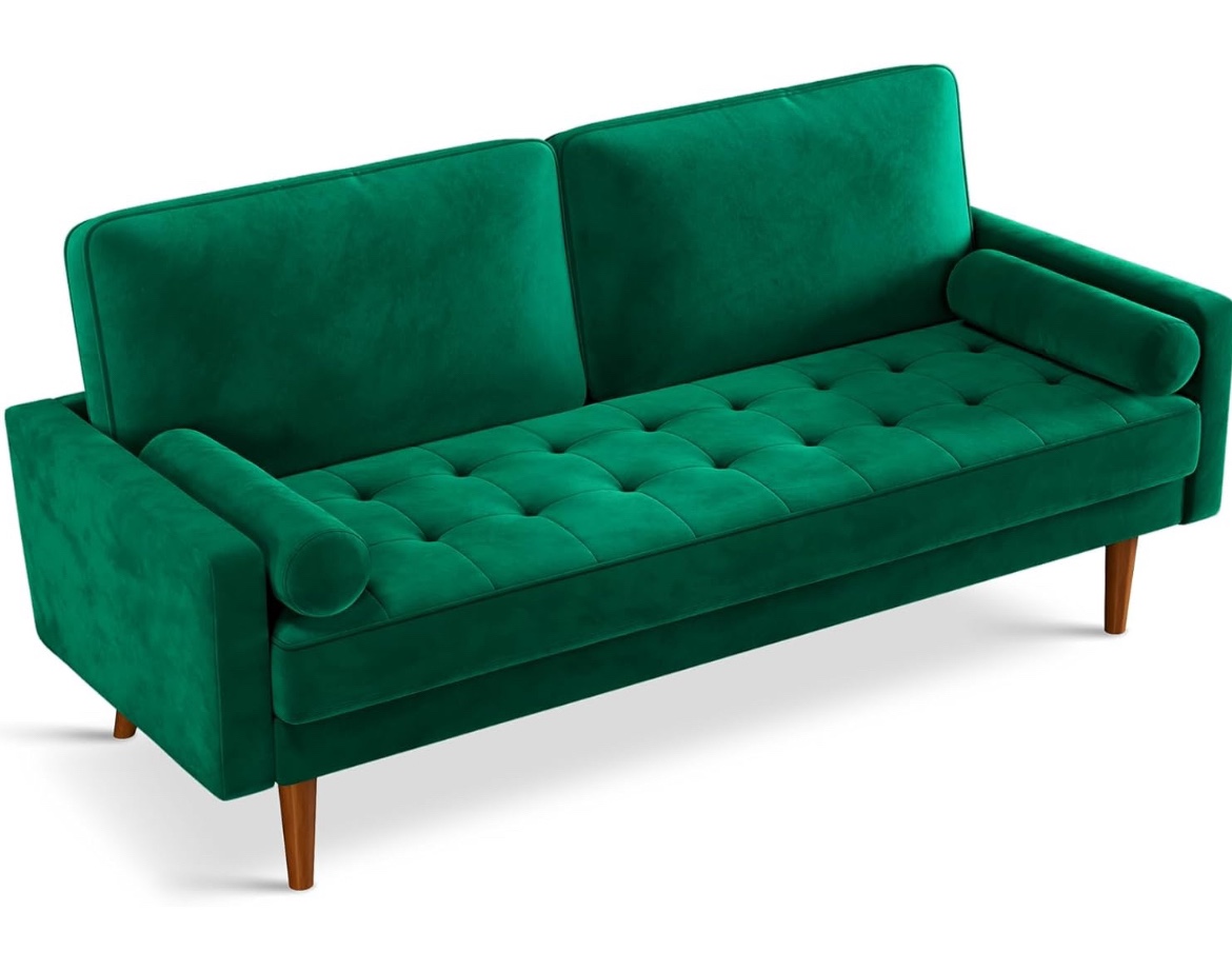 Vesgantti 70 inch Green Velvet Sofa Couch, - photo 4