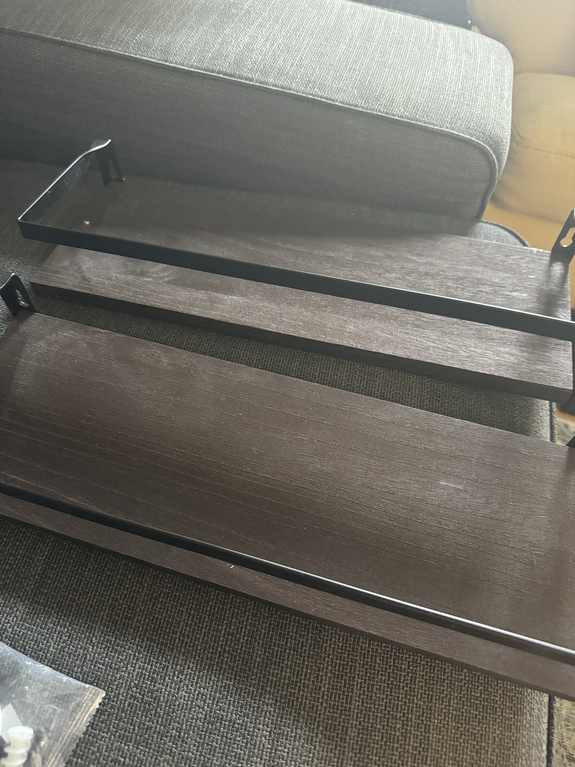 Floating wooden shelves with optional towel bar - photo 5