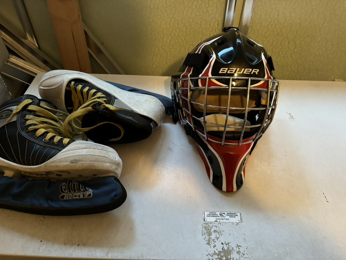 Goalie skates and mask