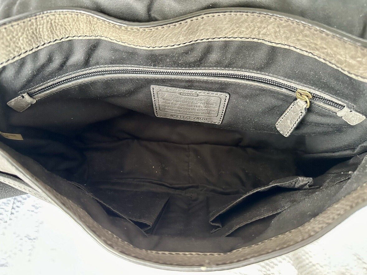 Coach Bleecker Legacy Leather Messenger Laptop Bag Gray image indicator(5)