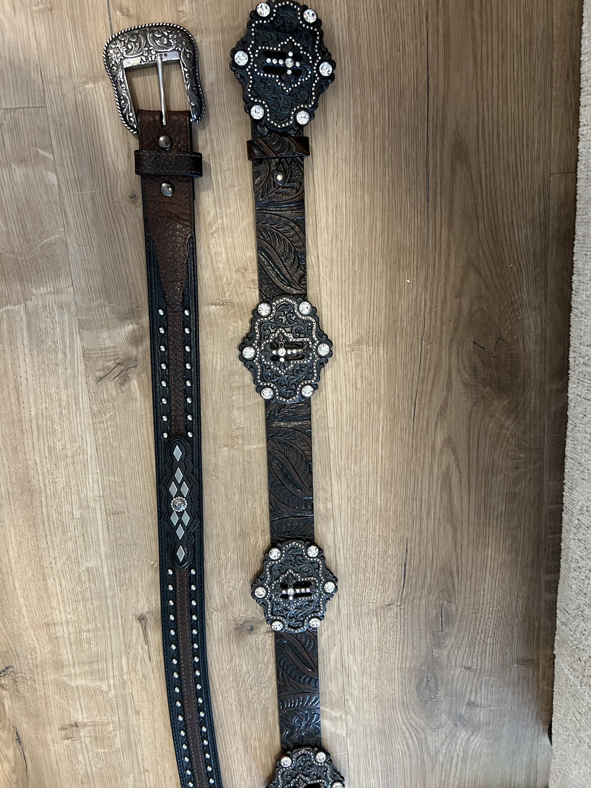 Leather cowboy belts and cowboy boots thumbnail