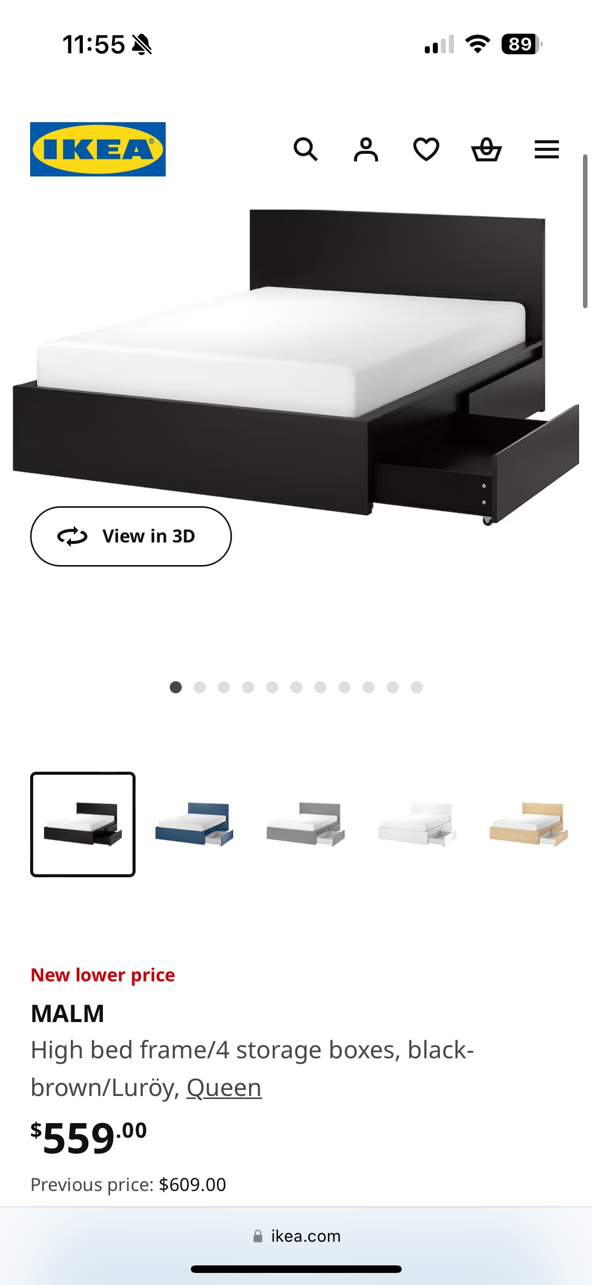 Queen Bed w/ 4 Storage Boxes in Black thumbnail