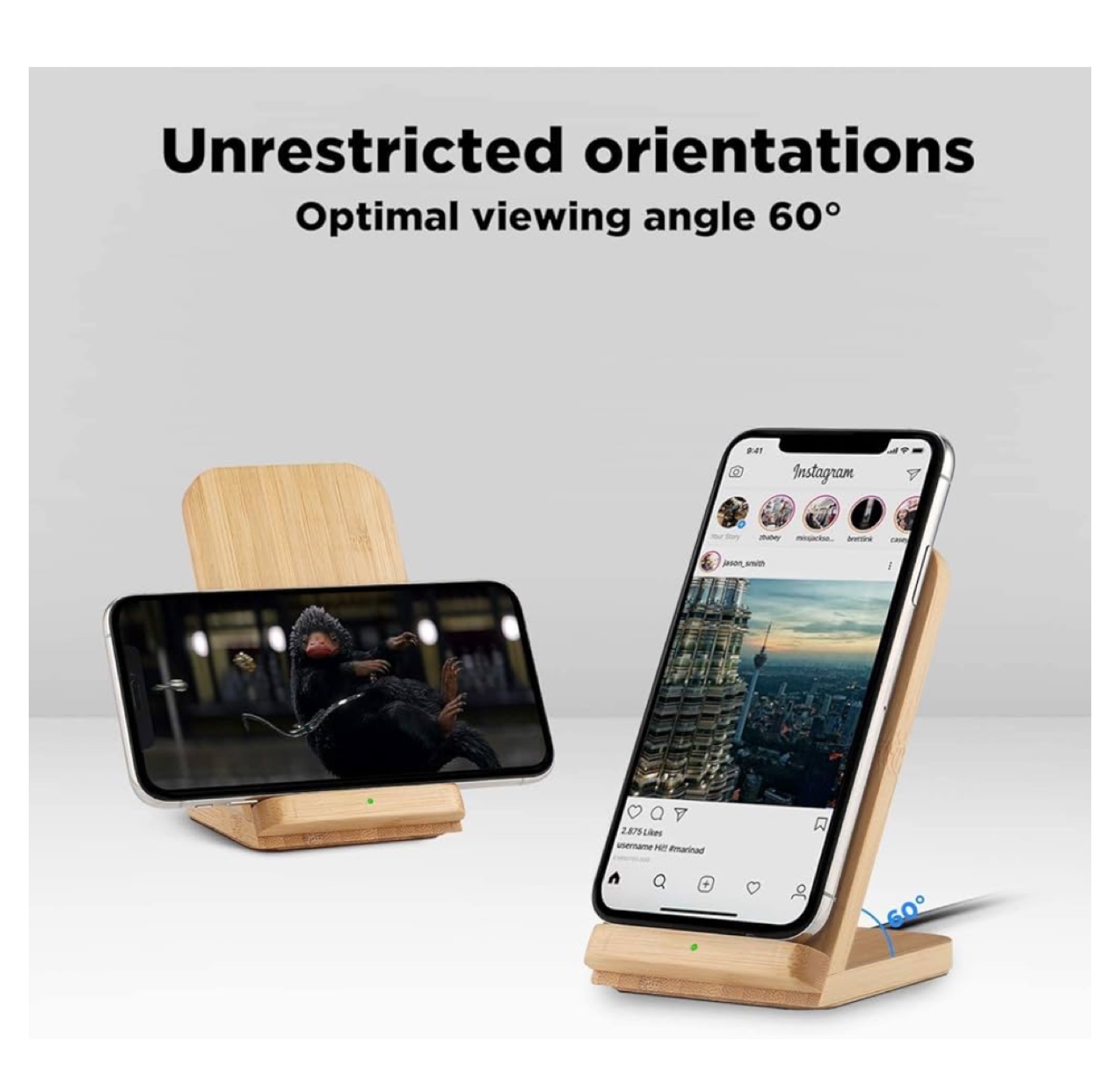 Bamboo Fast Wireless Charger Stand Wooden - photo 3