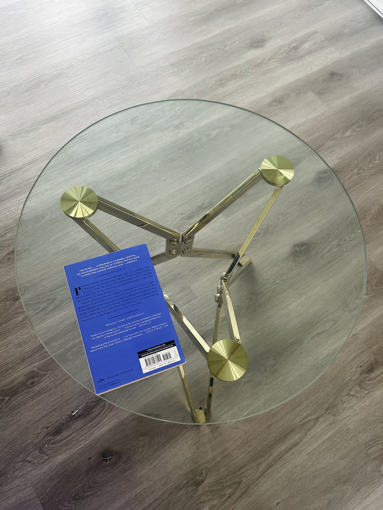 Round Glass Table Gold Accents