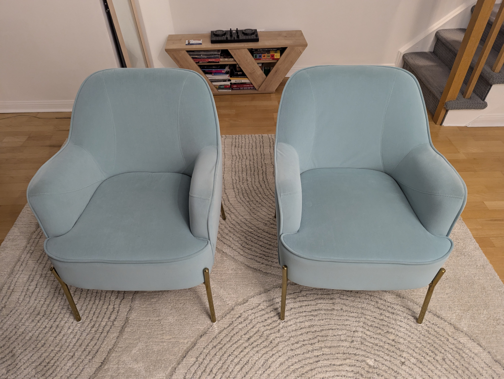 Accent Chairs, Velvet Blue - Glam & Contemporary Style - photo 3