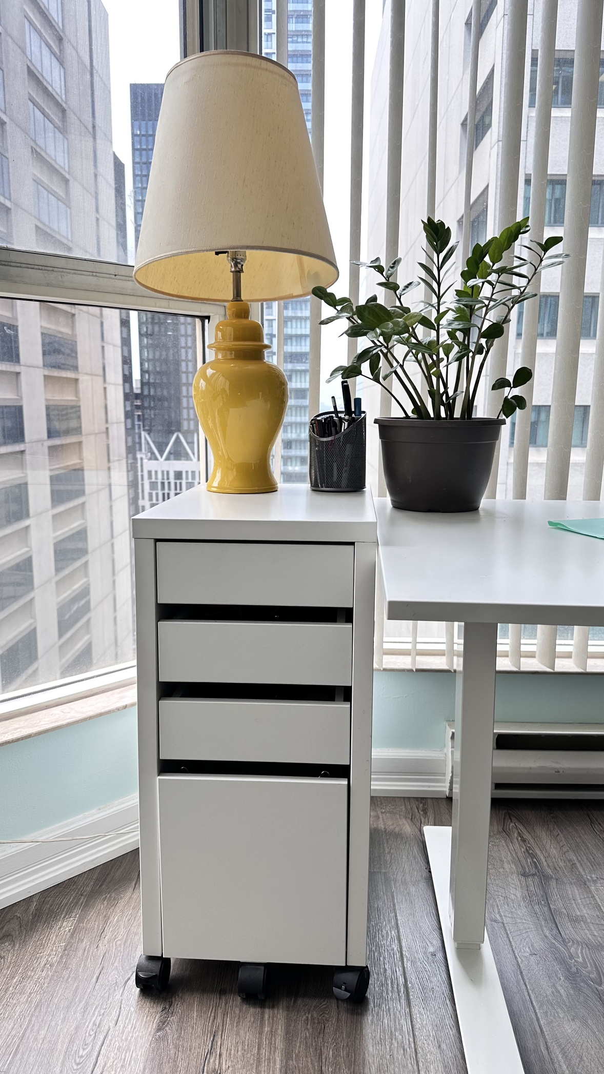 White Transportable Four Drawer Filing Cabinet
