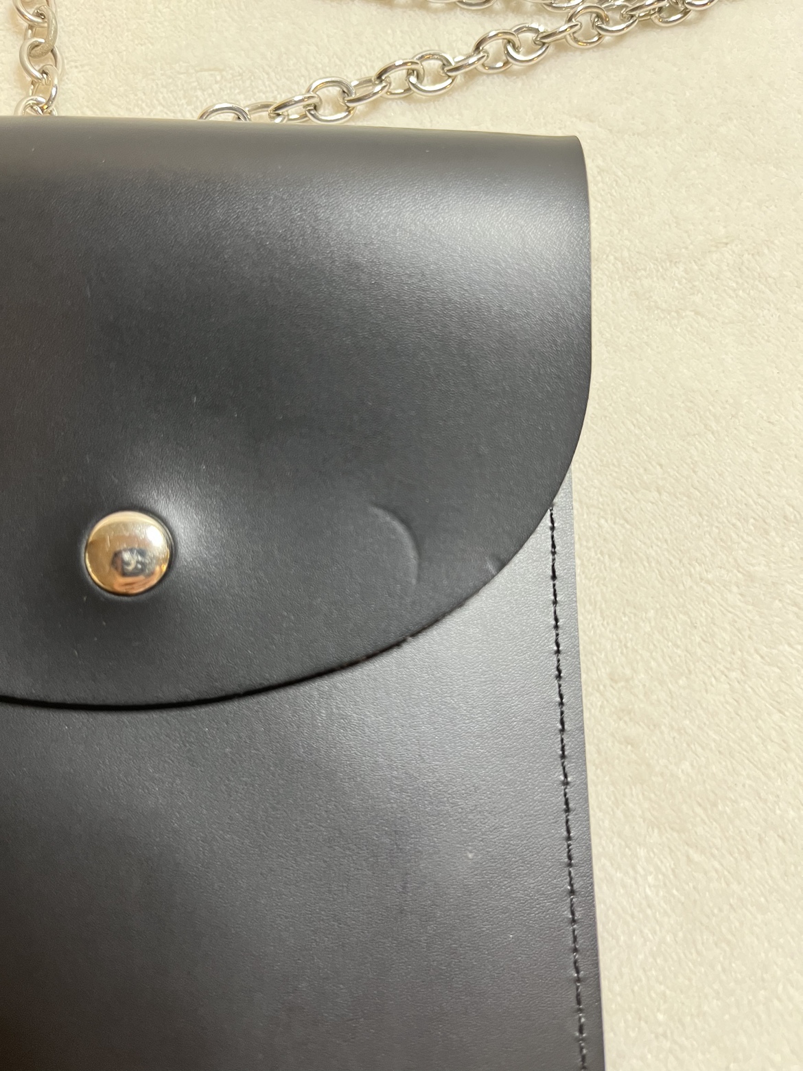 Black Leather Phone Pouch with Chain Strap - photo 5
