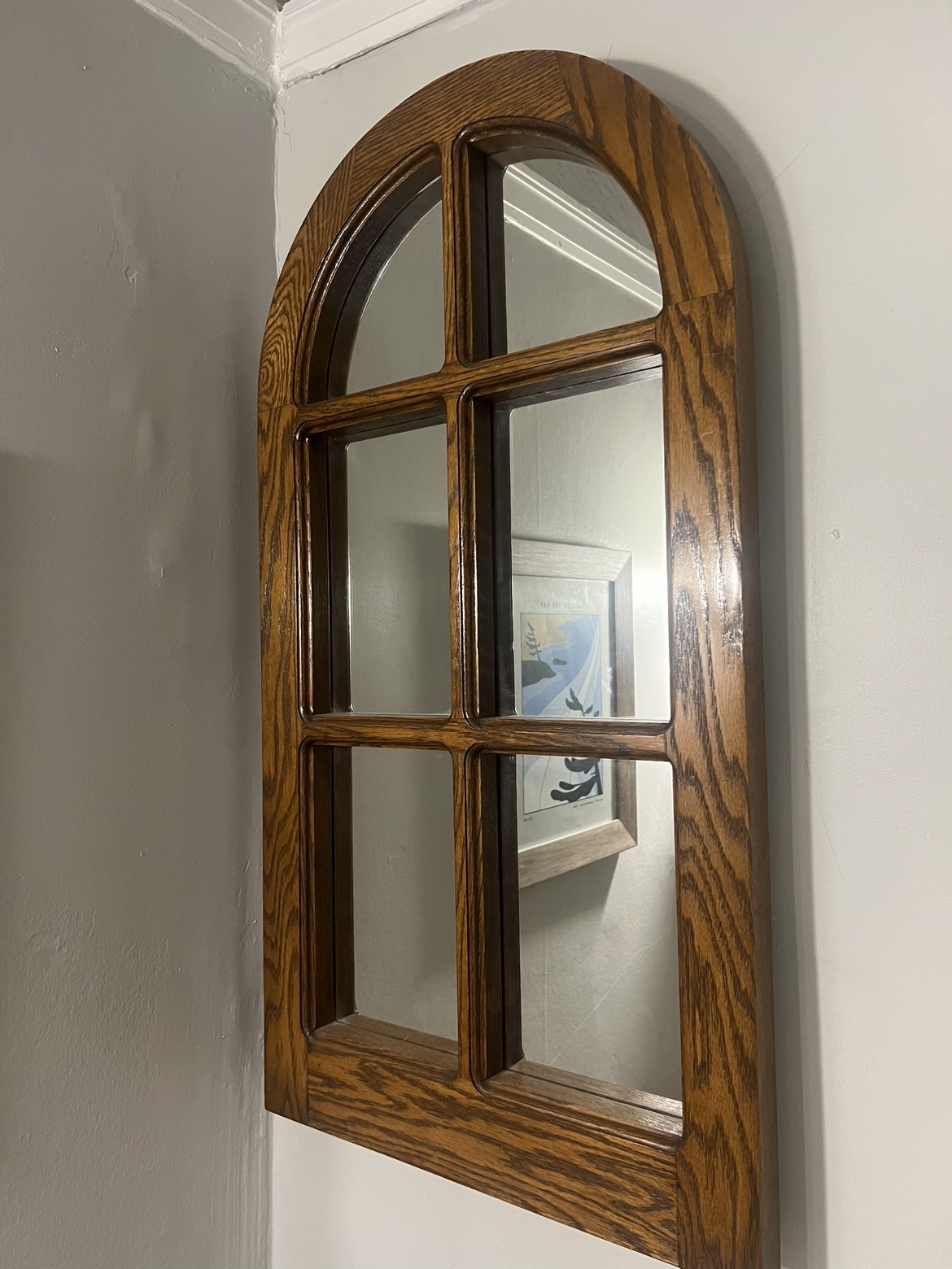Solid wood arched wall mirror thumbnail