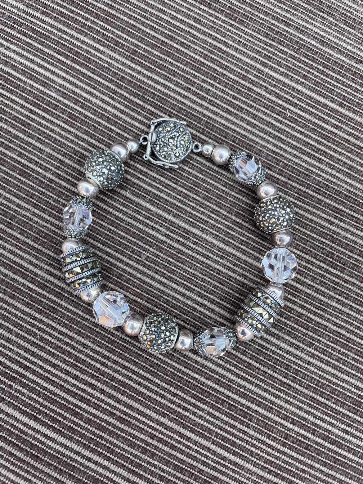 Sterling Silver and Crystal Beaded Bracelet