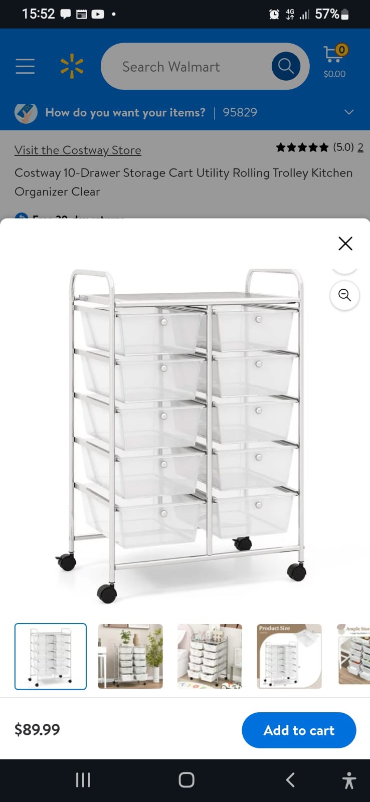 Storage rolling cart with 10 drawers thumbnail