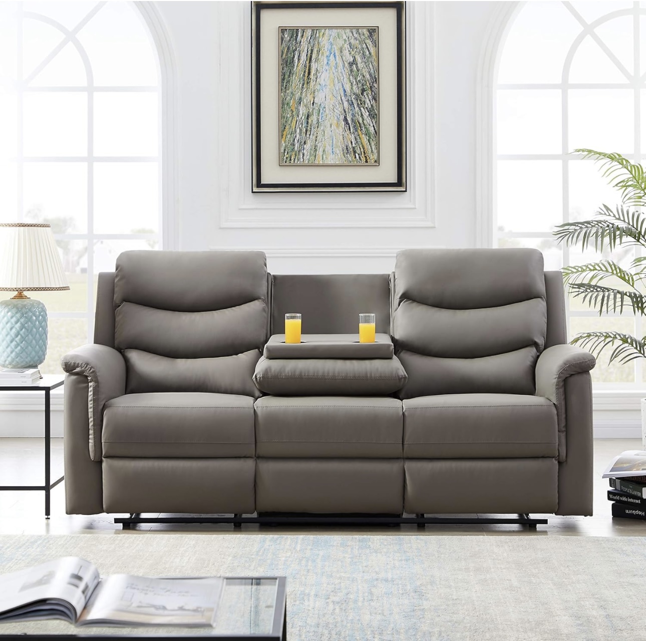 Manual leather recliner - photo 2