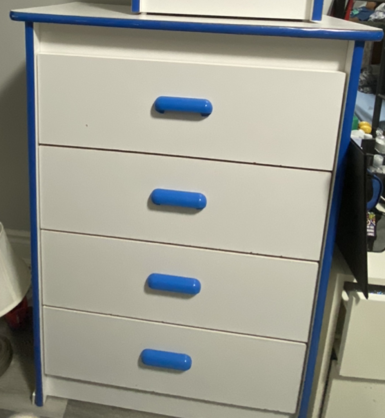 cabinet 4 drawers, white and blue - photo 3
