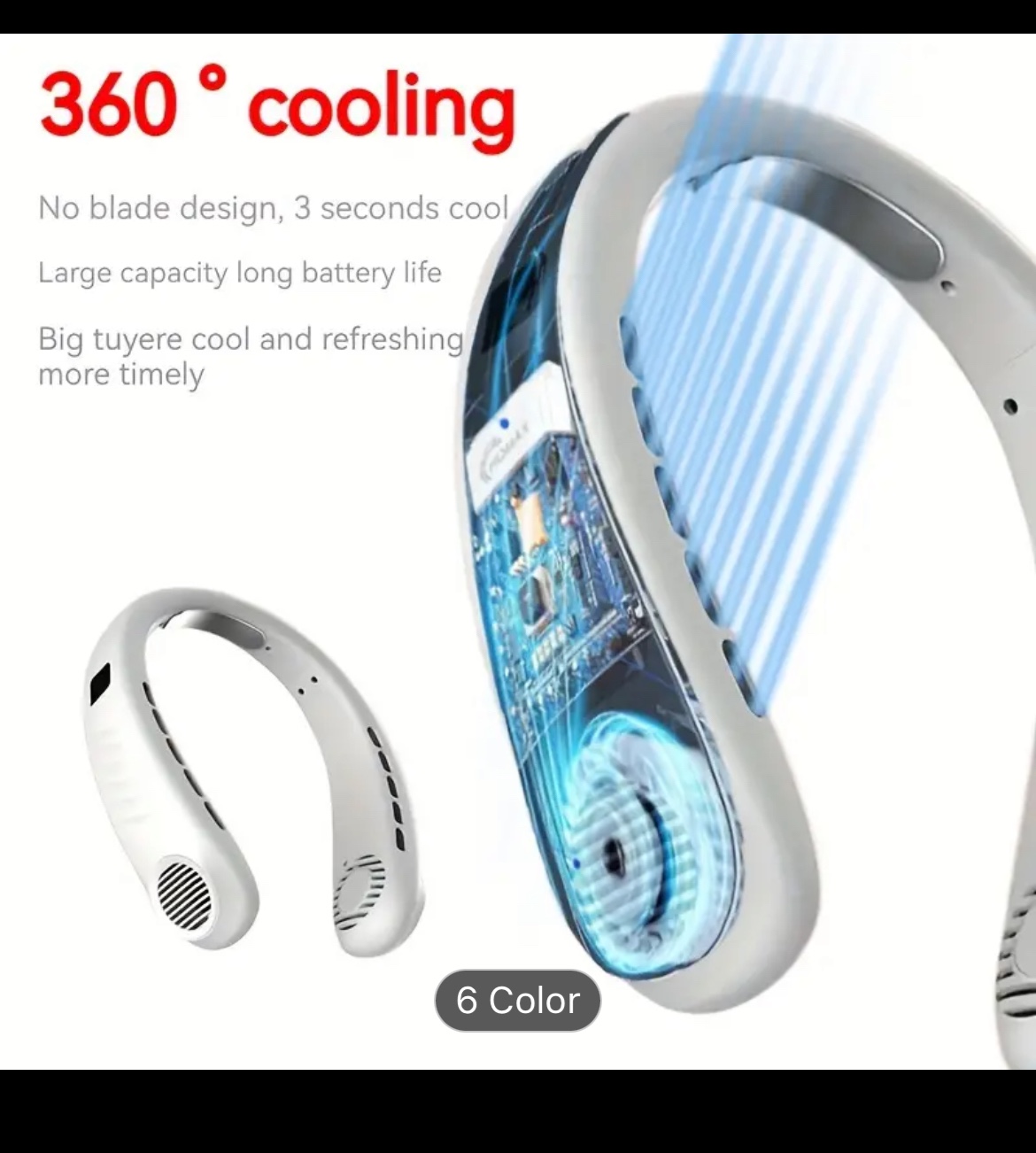 BNIB rechargeable Portable Neck Fan with Digital Display - photo 3