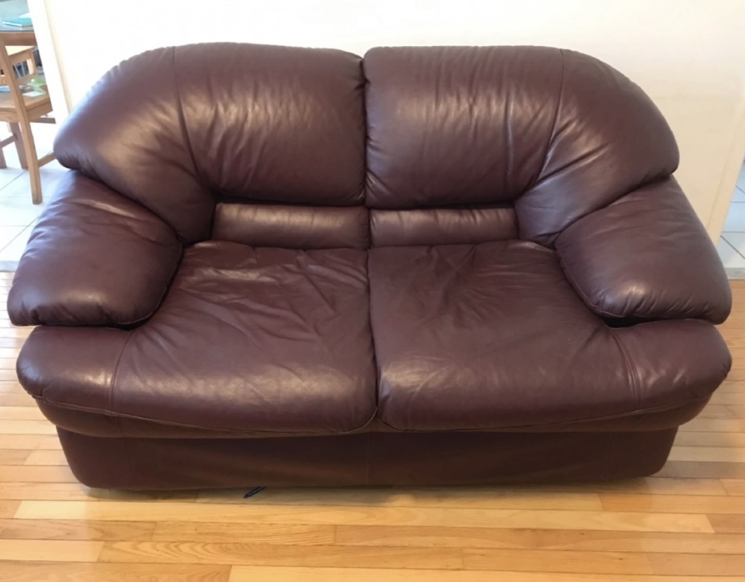 Real Leather Sofa Couch Set in Maroon Colour thumbnail