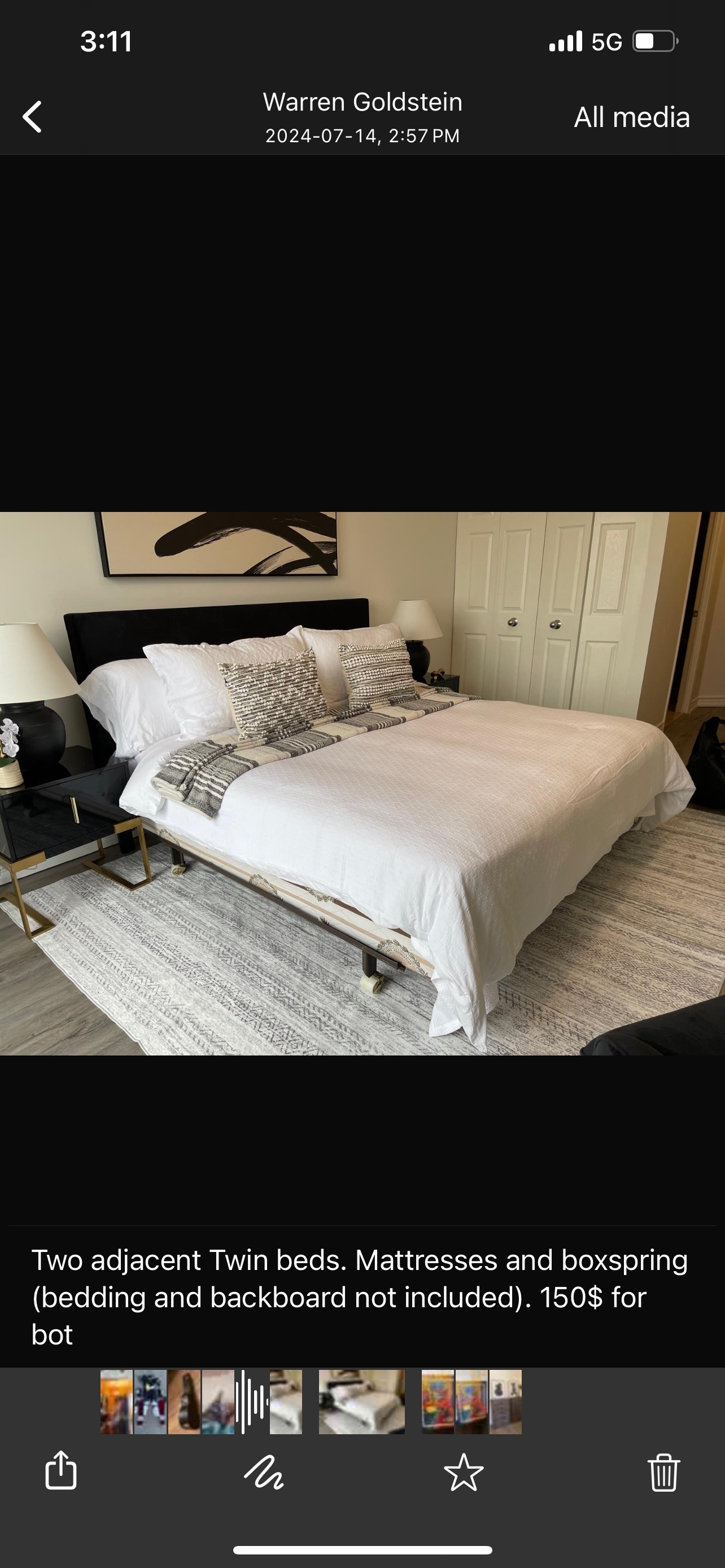 2 twin beds/ box springs/ braces and wheels
