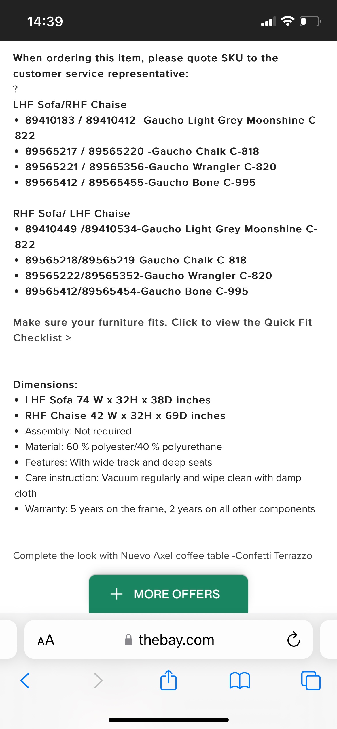 Moving Sale/ Brent Sectional with Wide Track Arms (sofa / couch) image indicator(10)