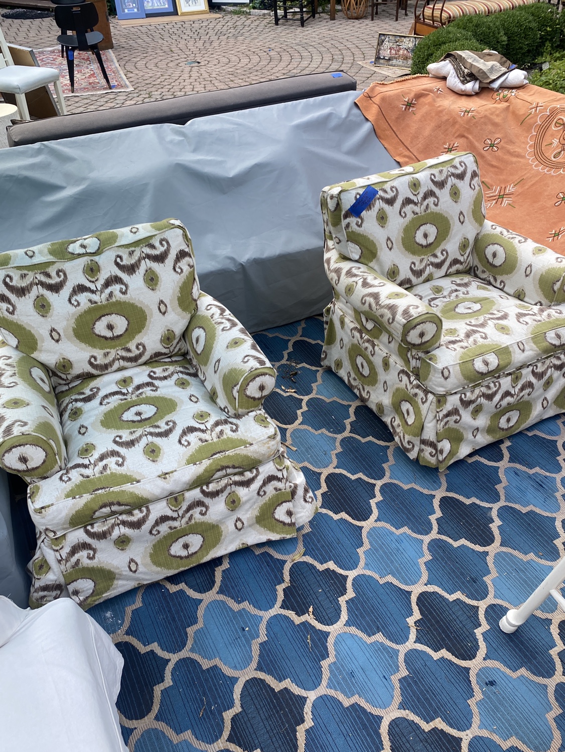 Pair Crate & Barrel Slipcovered Club Chairs  Chairs.