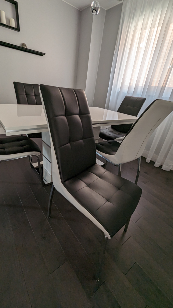 Dining table and 6 leather chairs - photo 2