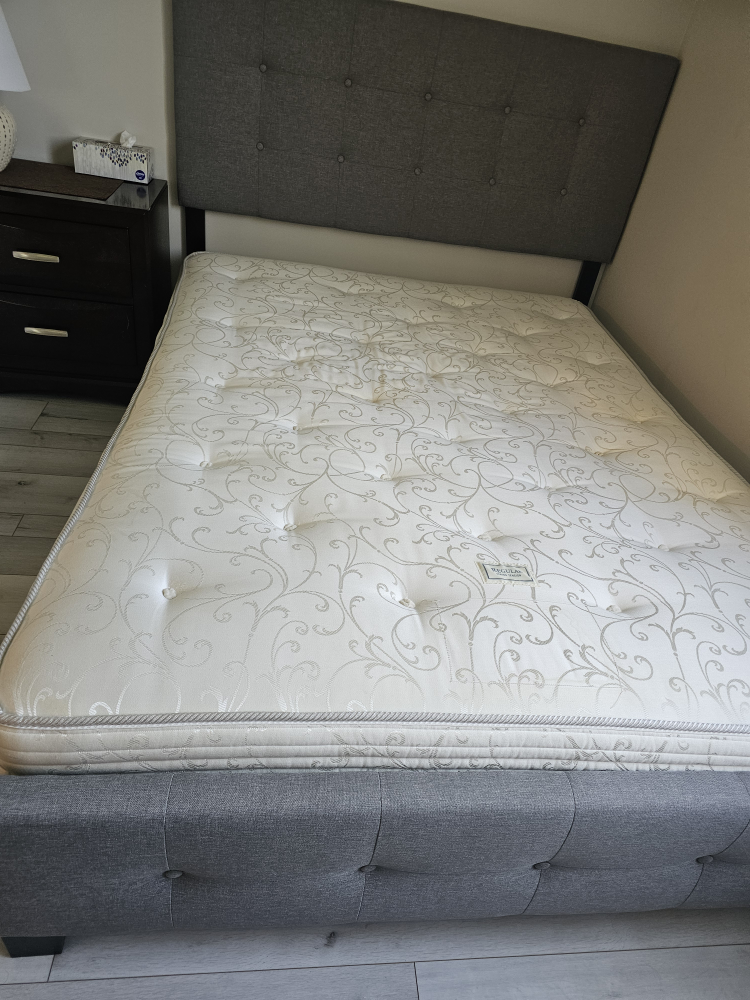 Queen bed frame, mattress, and box spring - photo 2