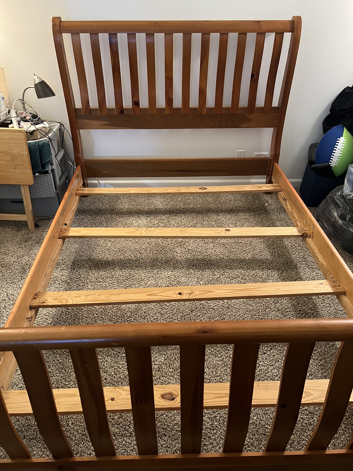 Queen Size BedFrame -Sleigh Style headboard/Footrest-38
