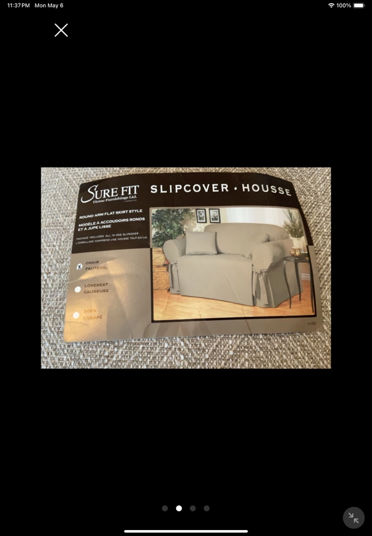 Slipcover -SureFit -Round Arm Flat Skirt Style