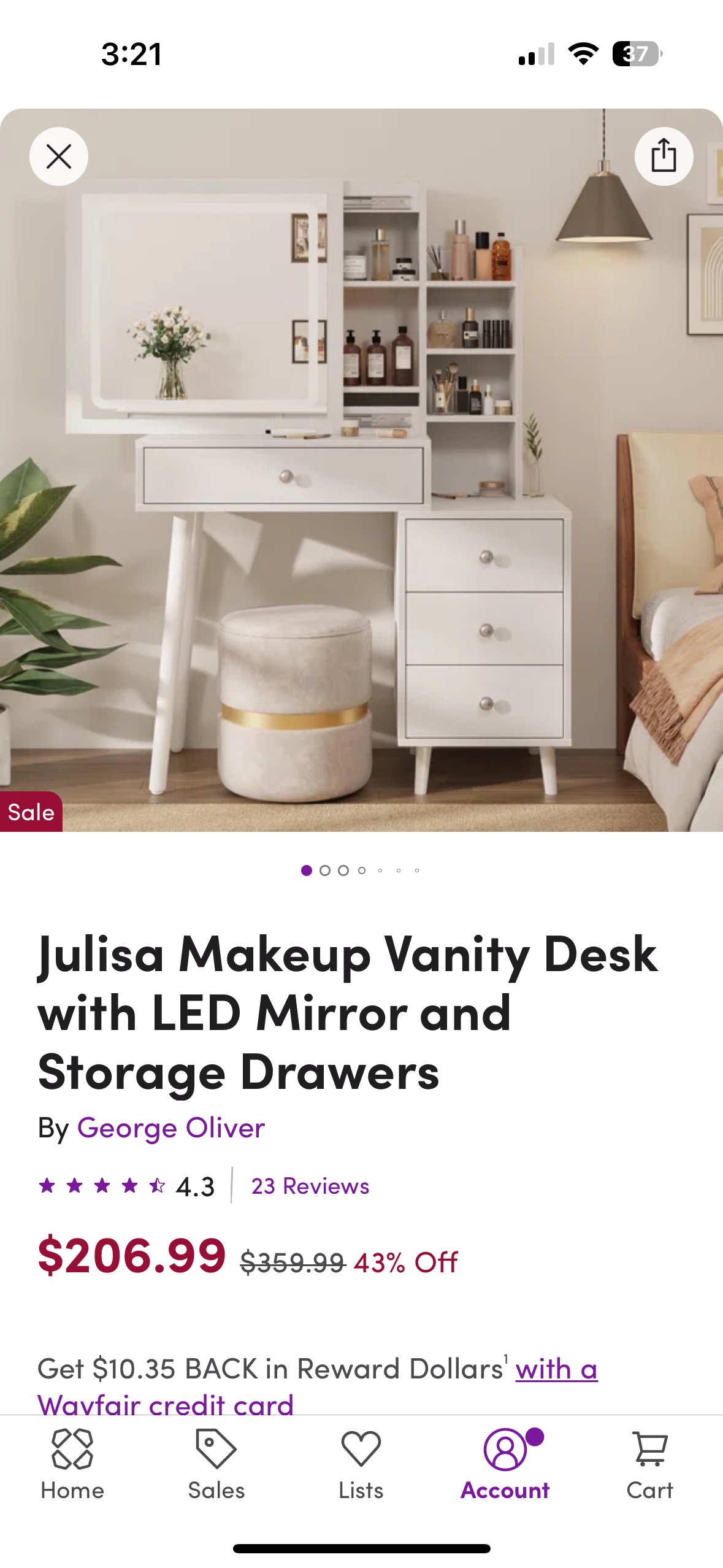 White Makeup vanity with lighted mirror