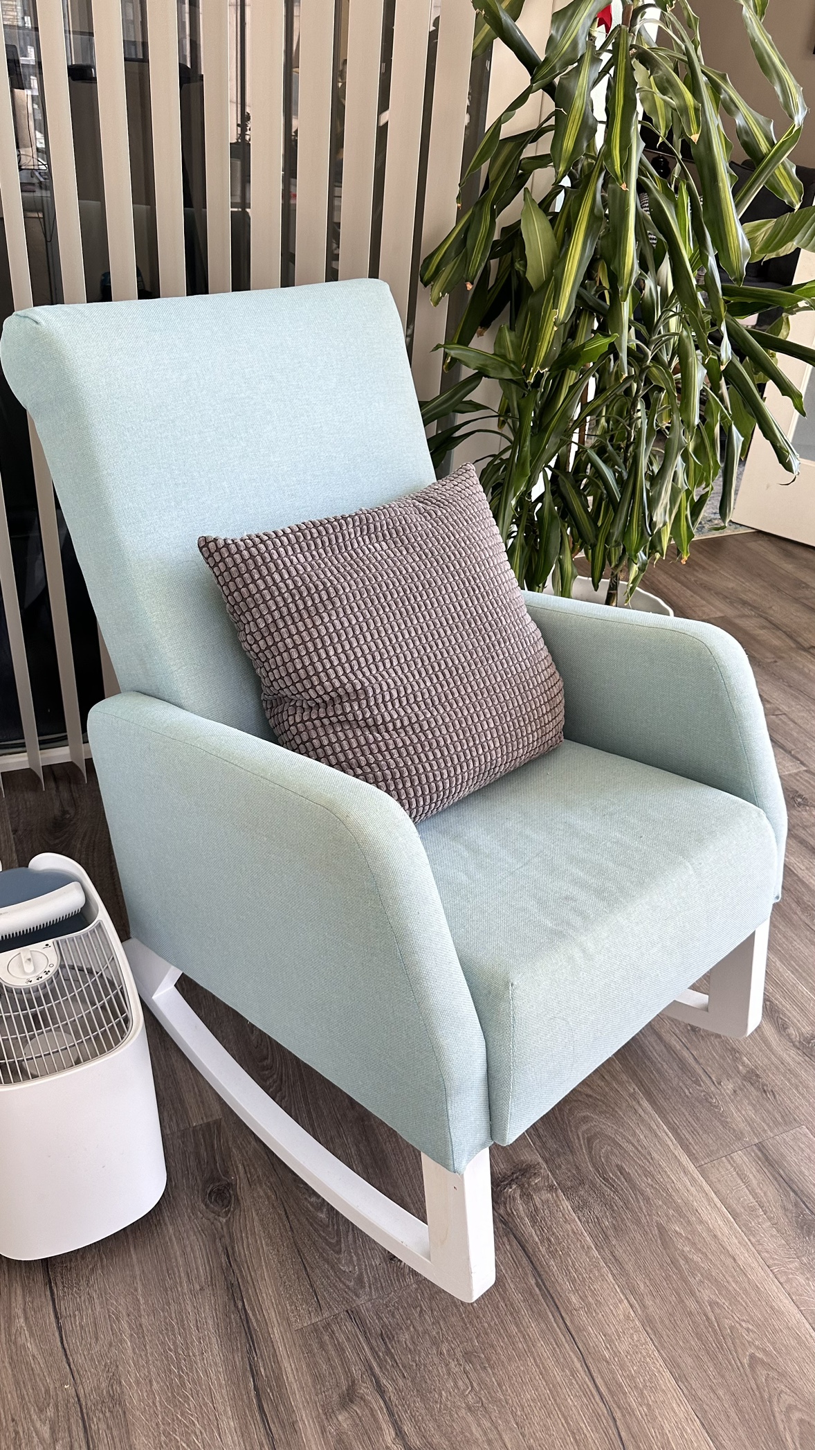 Teal and White Wooden Rocking Chair - photo 2