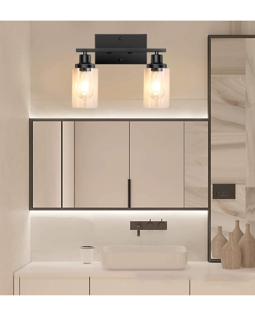 Bathroom Vanity Light Fixture with Clear Shades⚽
