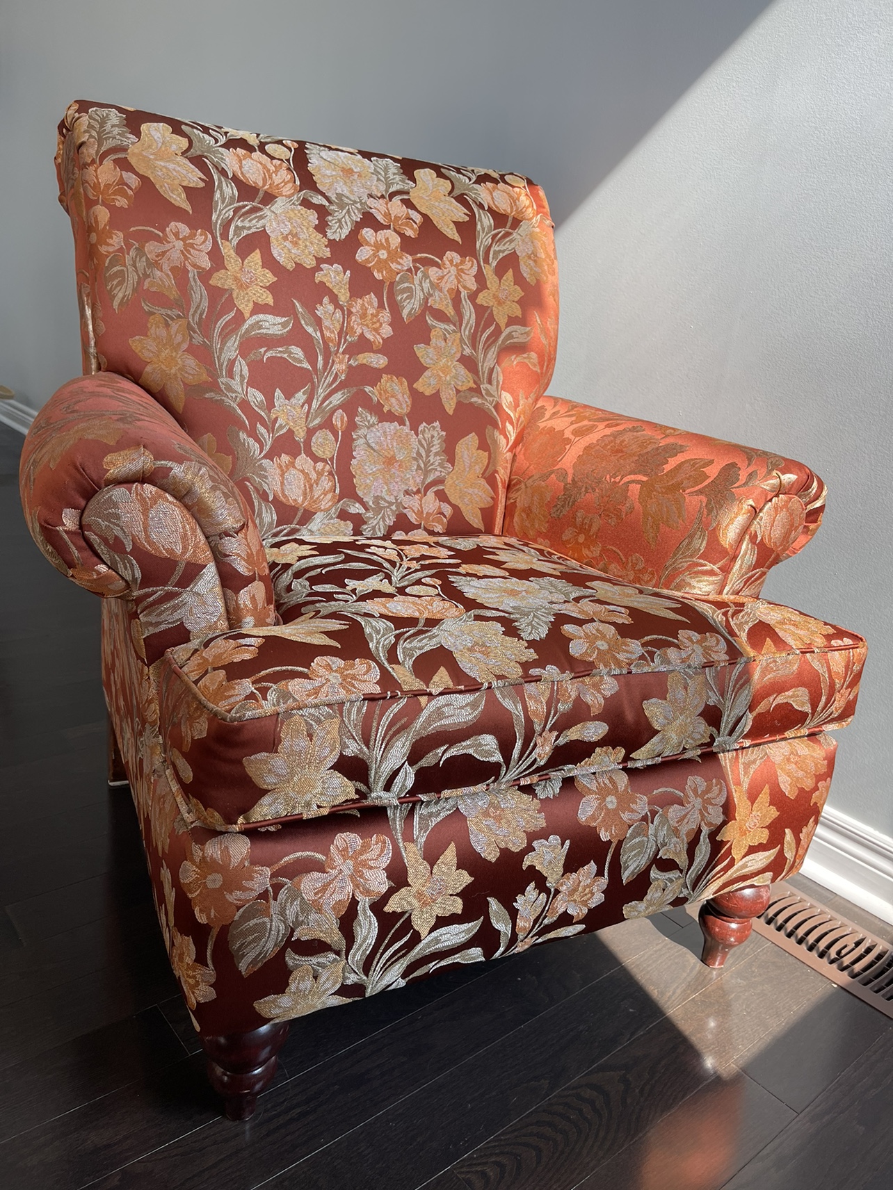 Comfy chair burnt orange, mocha and cream; make an offer - photo 3