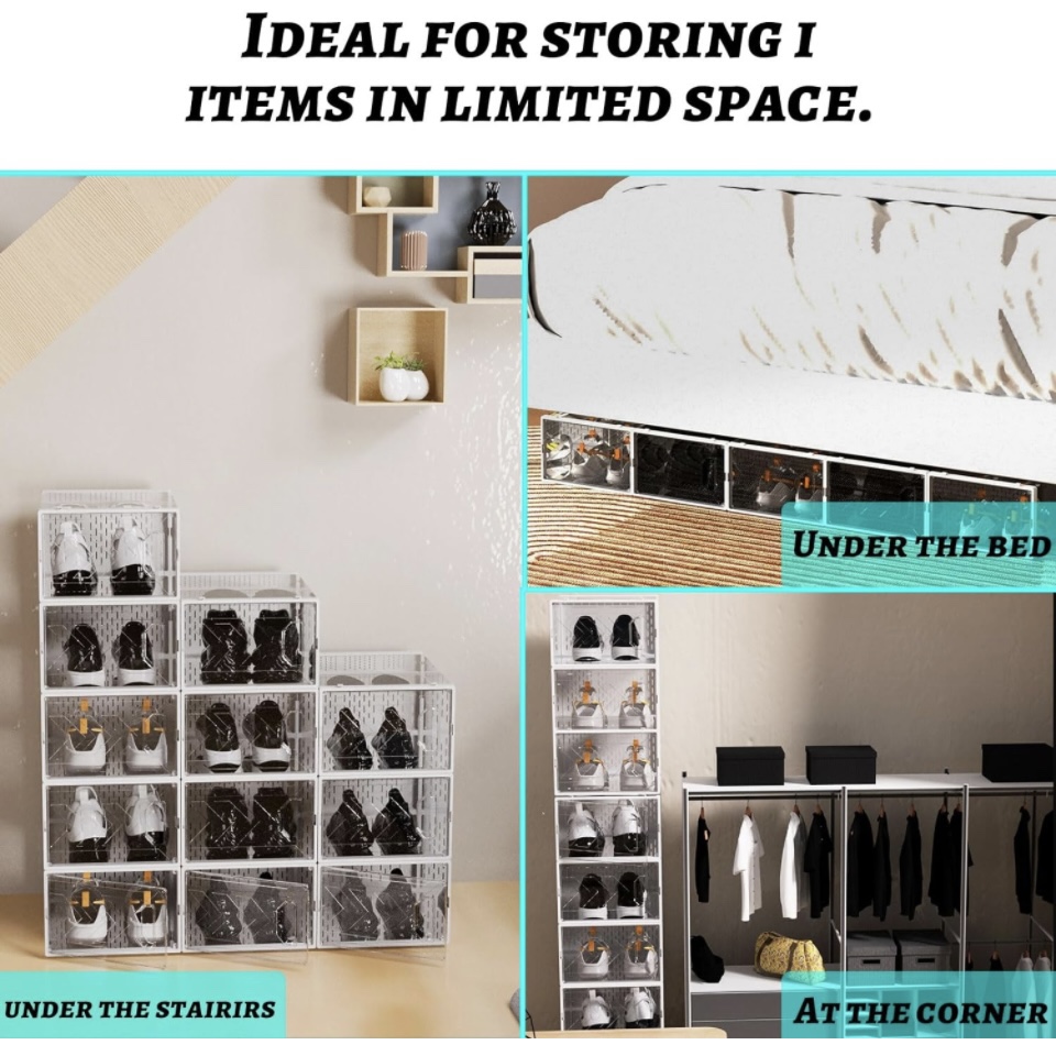 Larger Shoe Storage Boxes Organizers for Closet 9 Pack, image indicator(4)