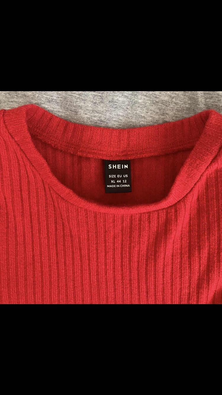 Women’s Red Ribbed Long Sleeved Shein Shirt Size XL 👚🍒❤️🩷🍓 image indicator(4)