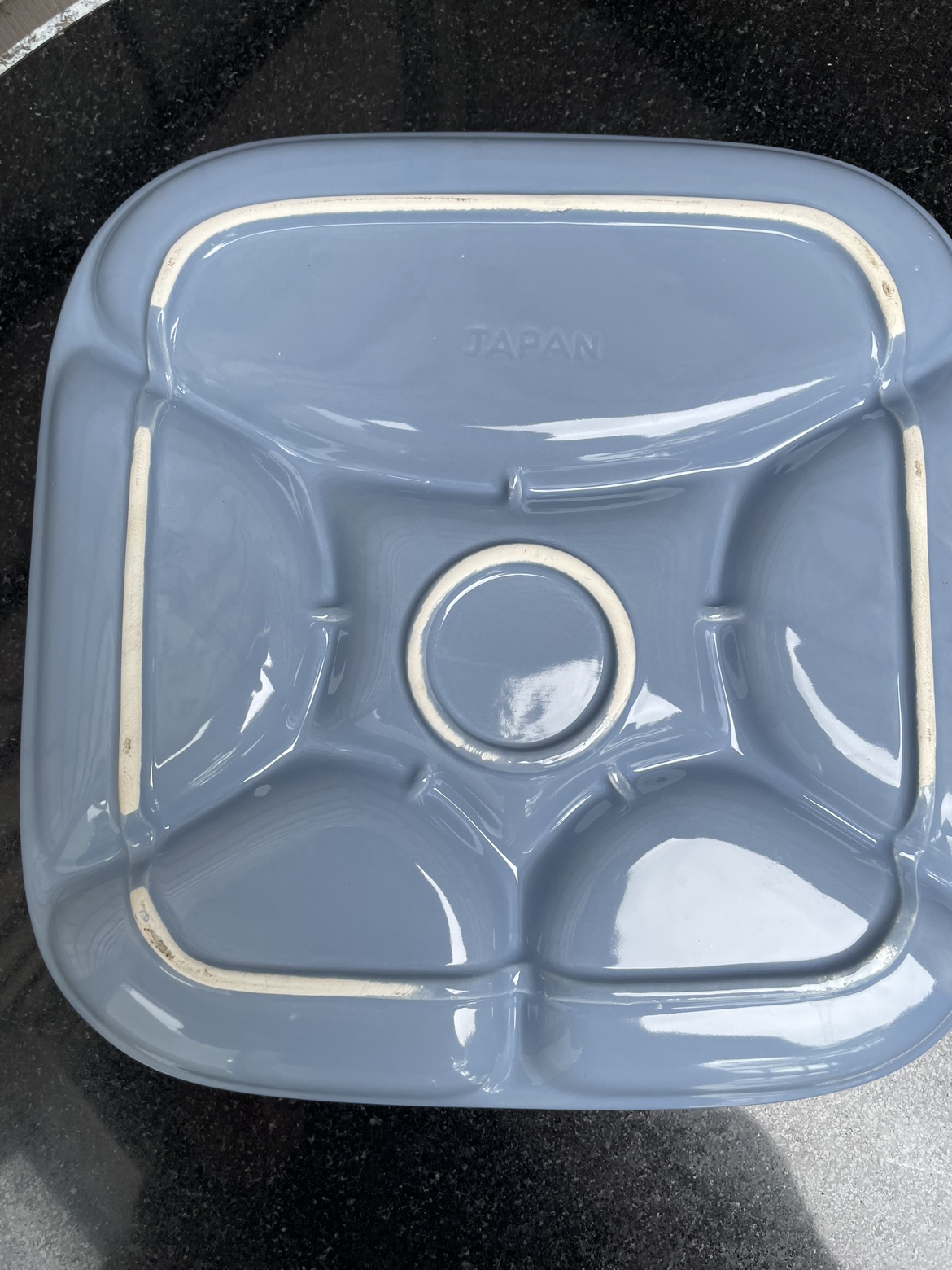 Japan, sushi light blue square plates lots of 8 fondue ceramic image indicator(2)