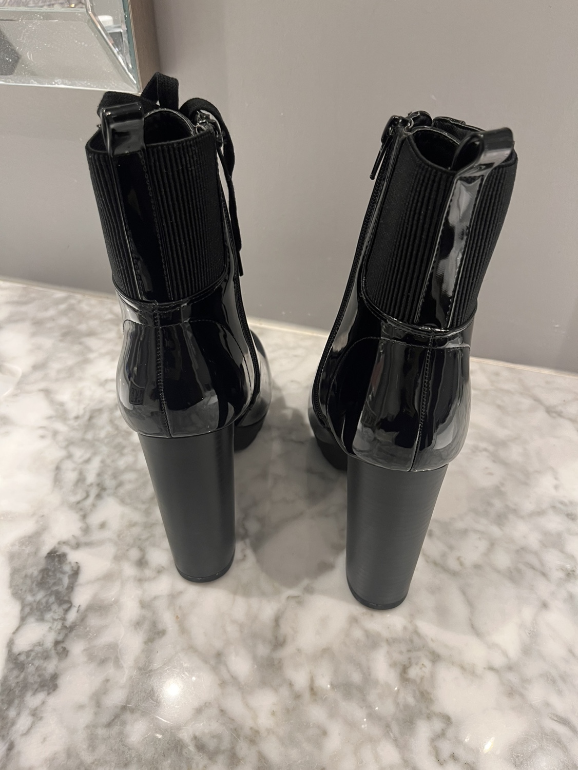 Black Shiny Bootie Heels - Fashion Nova image indicator(6)