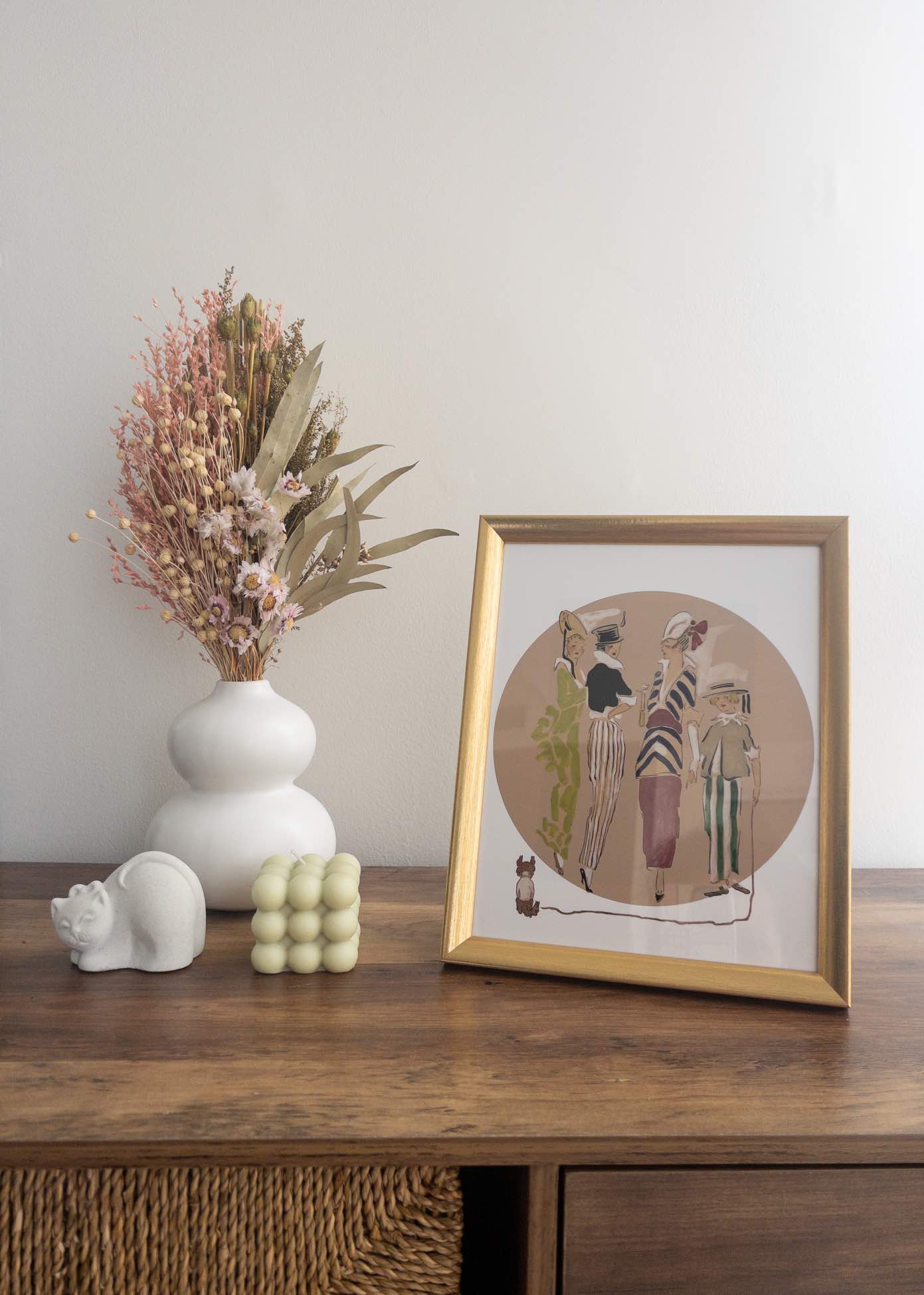 Mixed Media Vintage Art Print in Gold Frame image indicator(2)