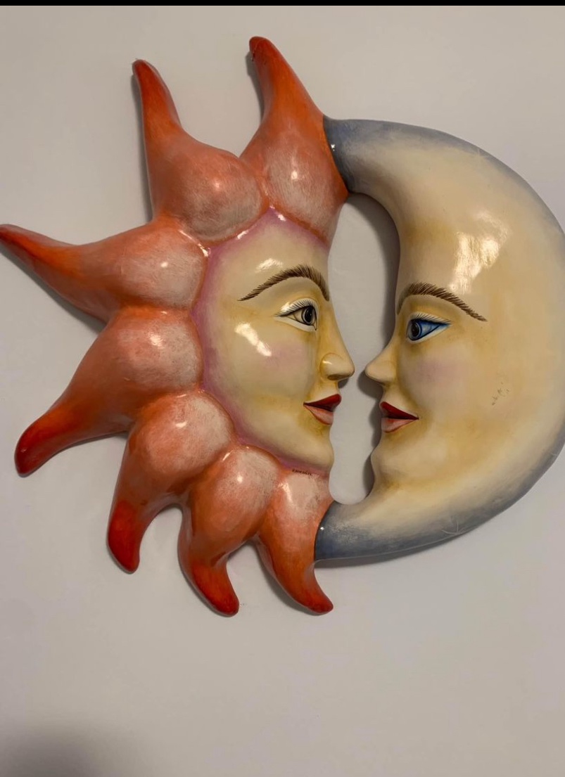 Sun and moon paper mache wall art thumbnail