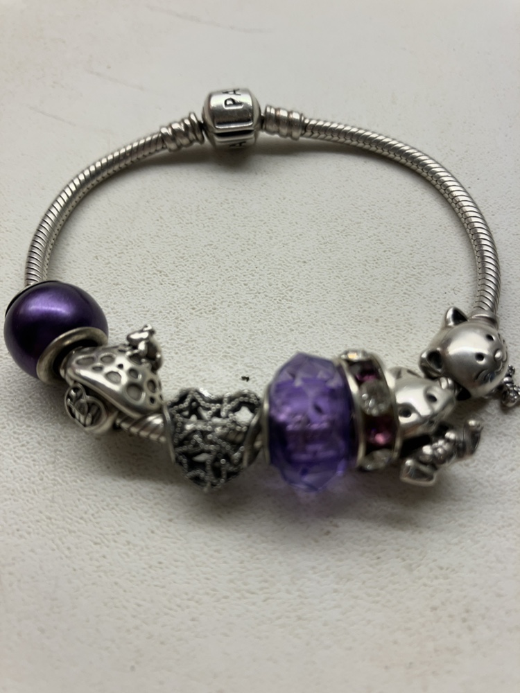 Pandora bracelet and 4 Pandora charms