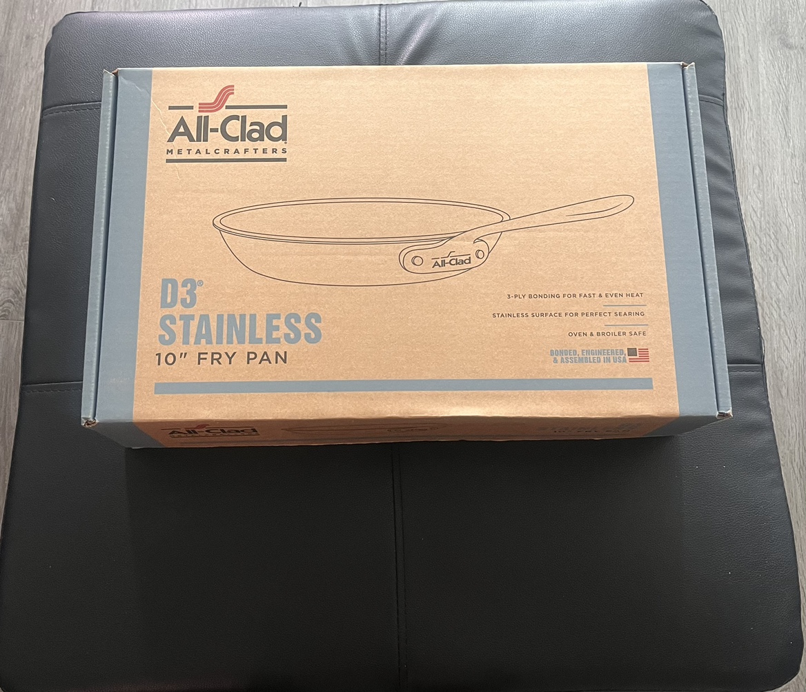 New - All Clad D3 Stainless Steel 10” Frying Pan